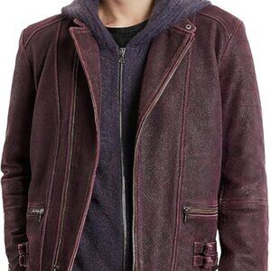 New - John Varvatos mens Sullivan Leather Racer Jacket - sz.50